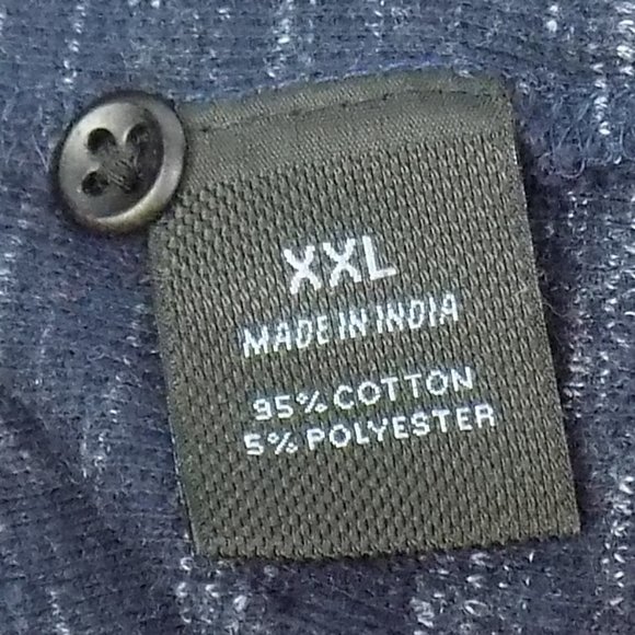 Marc Anthony Blue Heathered Long Sleeve Henley Size XXL Slim Fit - Picture 6 of 6